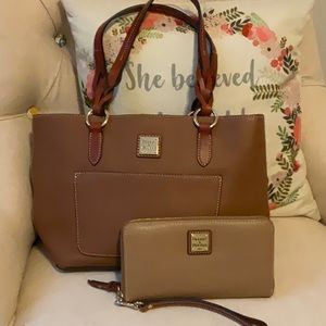 Dooney & Bourke All-Weather Leather Tote and Continental Zip Clutch Wallet
